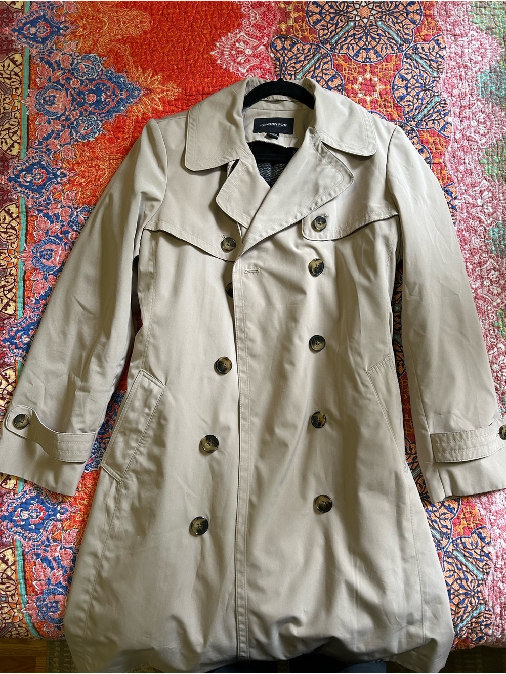 London Fog Beige Double-Breasted Trench Coat